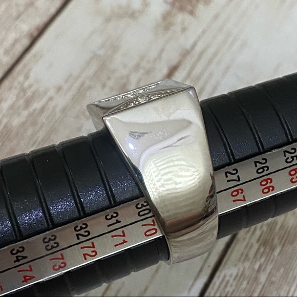 Polished Silver-tone Clear CZ Unisex Ring Size 13 - Picture 11 of 11